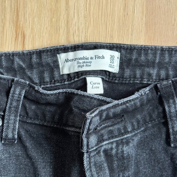 Abercrombie & Fitch Jeans High Rise Curve Love Black Size 30/10 - Picture 3 of 4